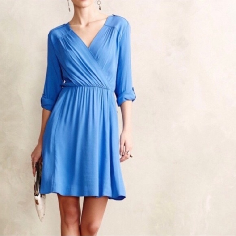 Anthropology Maeve Blue Wrap dress
